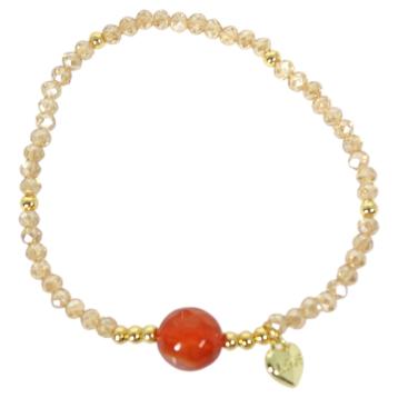 Bracciale donna con pietre da 10 mm in corniola morganite pesca fluo