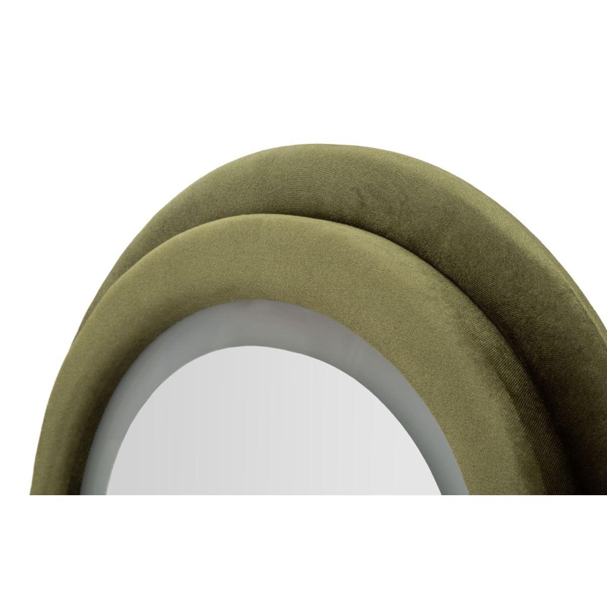 Specchio da muro led miki velluto verde cm 60x4x160 (misura specchio cm 39x135)