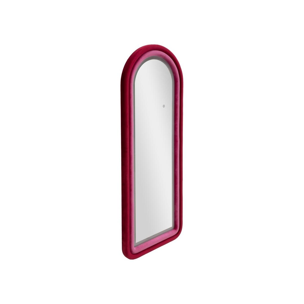 Specchio da muro led cloe velluto fucsia cm 60x4x160 (misura specchio cm 45x145)