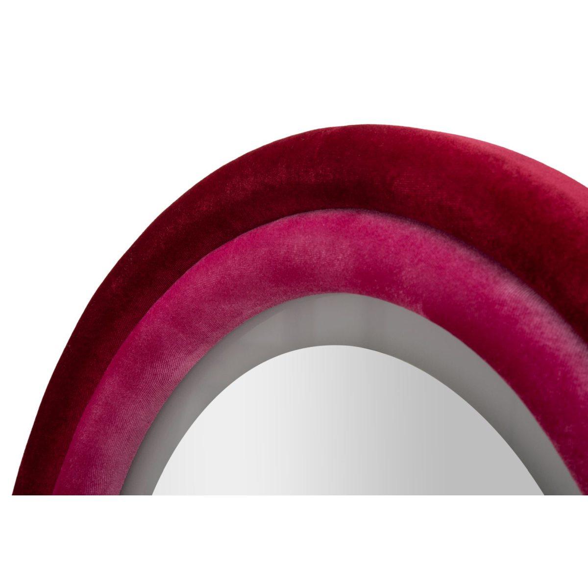 Specchio da muro led cloe velluto fucsia cm 60x4x160 (misura specchio cm 45x145)