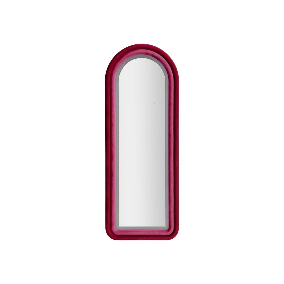 Specchio da muro led cloe velluto fucsia cm 60x4x160 (misura specchio cm 45x145)