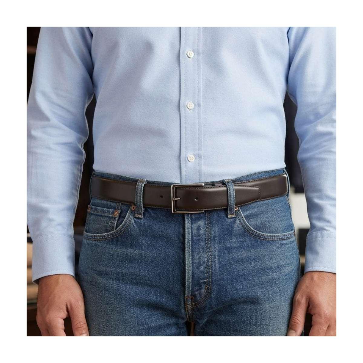 Cintura uomo materiale mirage/crosta bombata e cucita Made in Italy