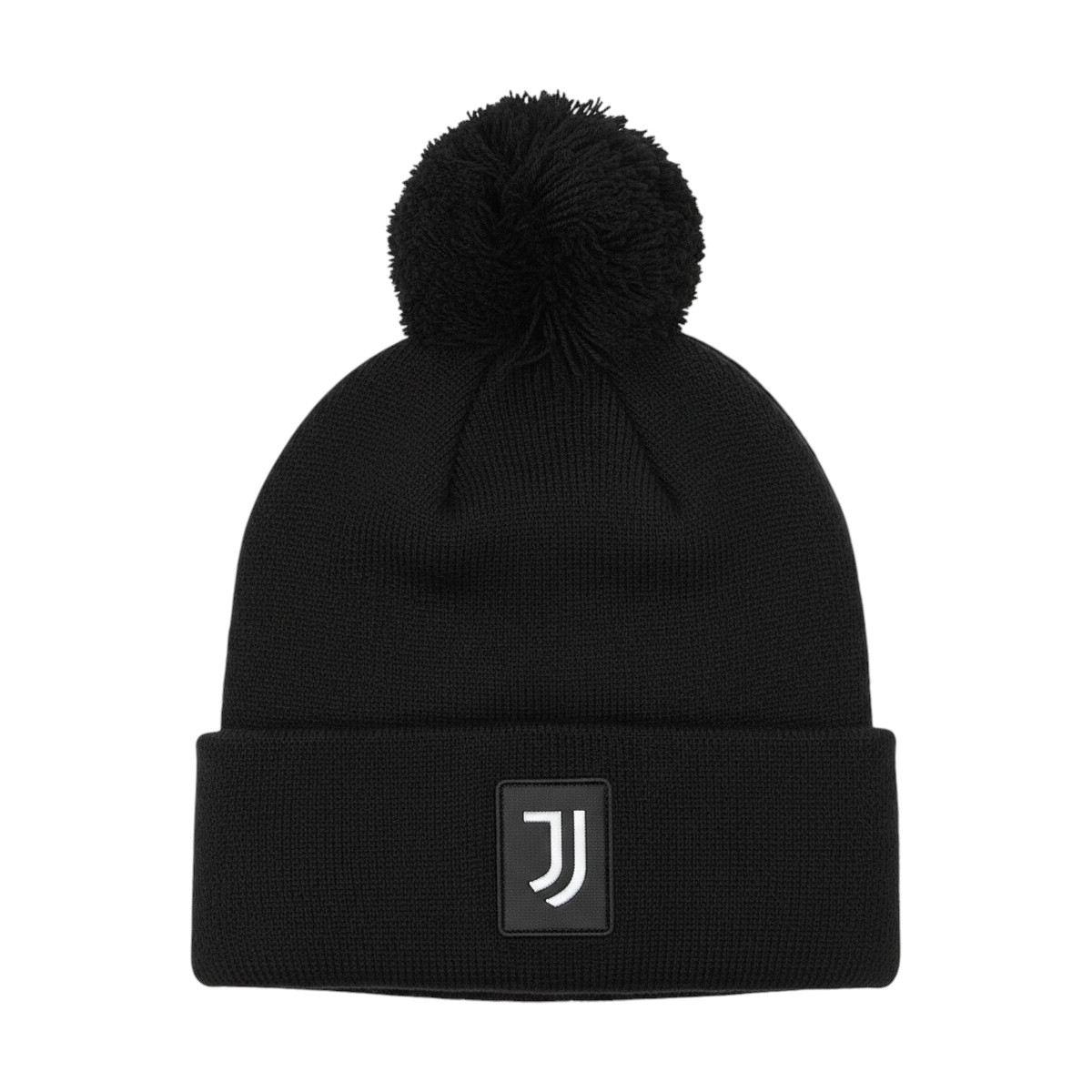 Cappello pon pon uomo in maglia liscia con patch in pelle Juventus