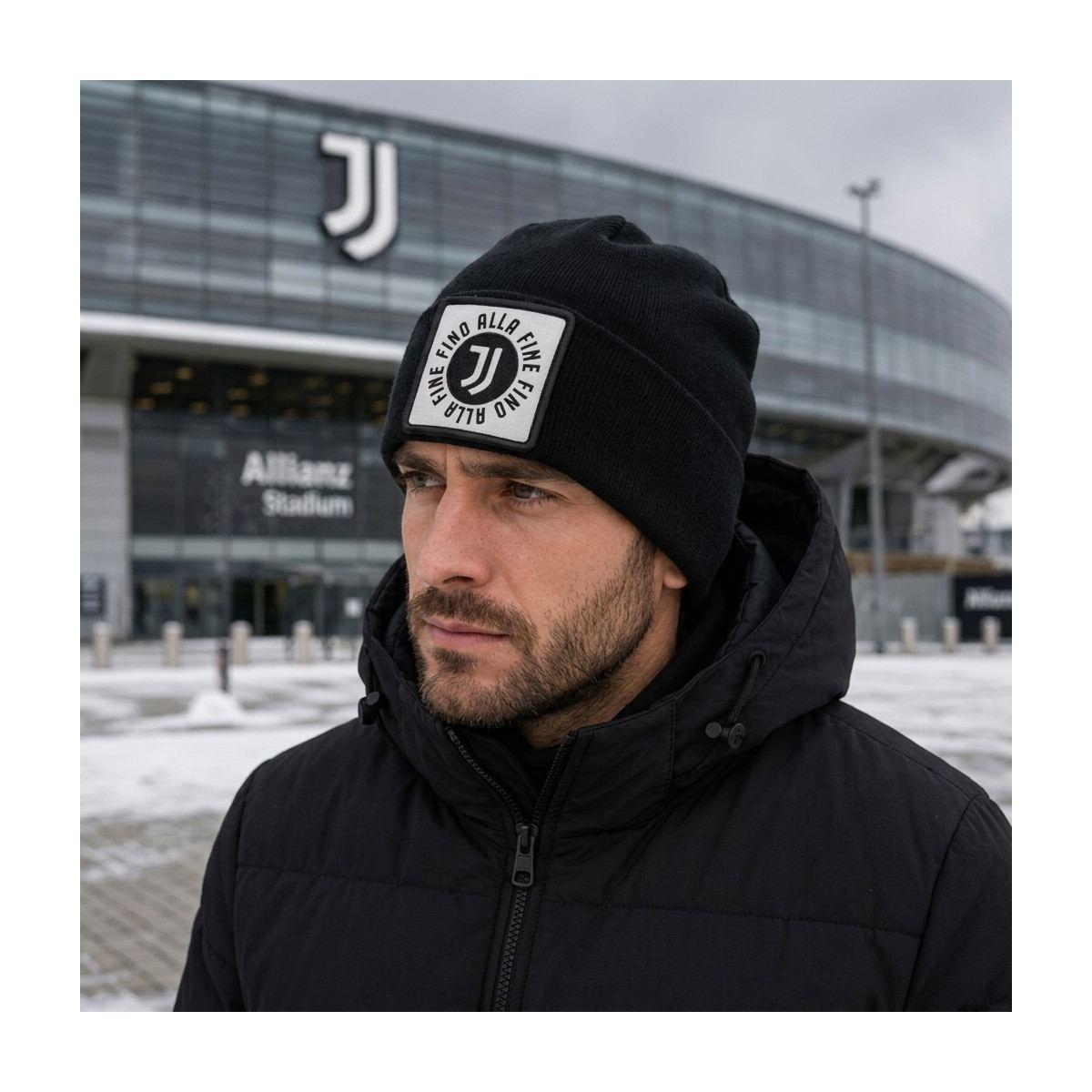 Cappello skipper uomo in maglia liscia con patch in pelle Juventus