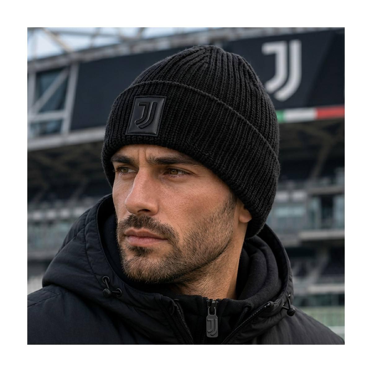 Cappello skipper nero uomo patch in pelle ricamato Juventus