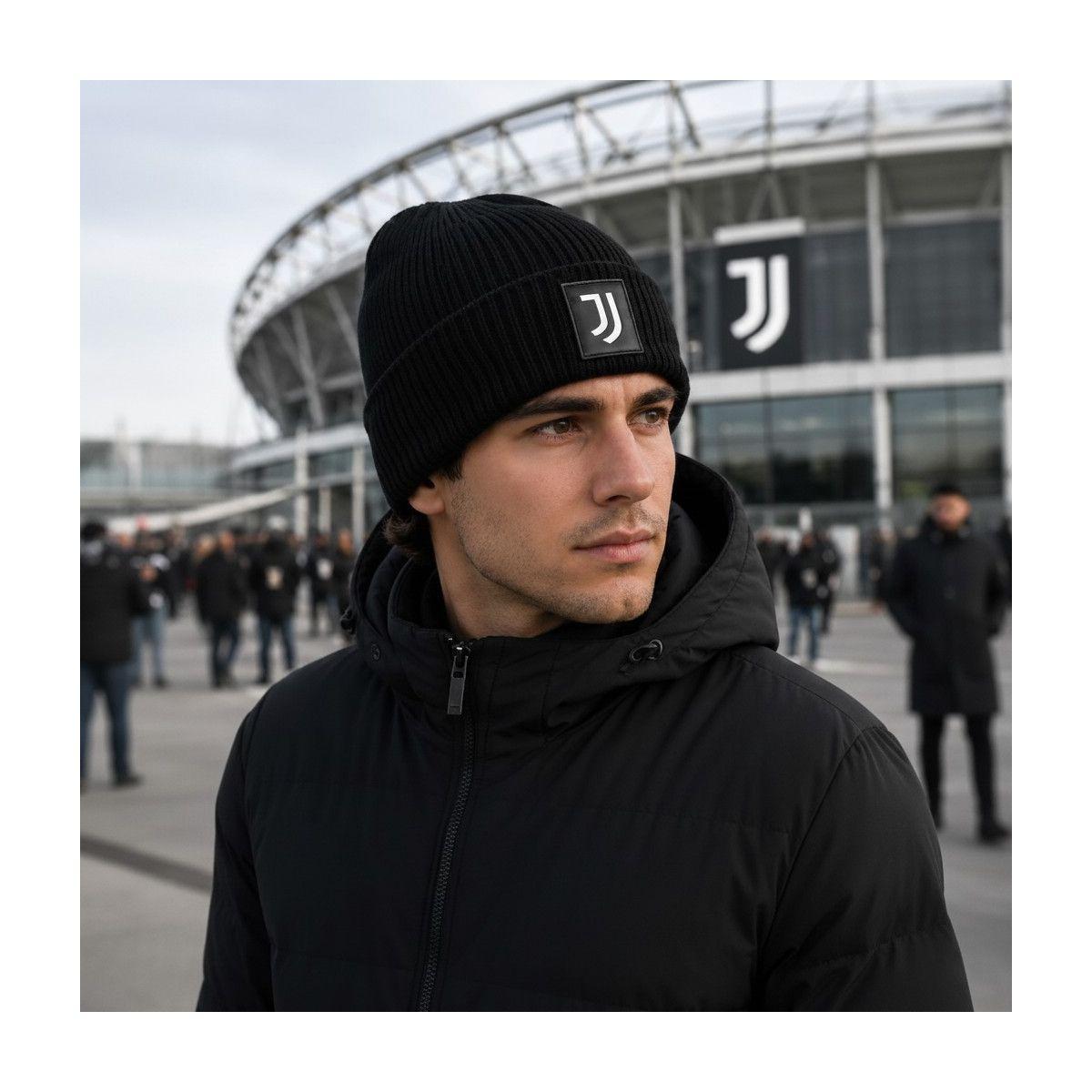 Cappello skipper nero uomo con patch in pelle ricamato Juventus