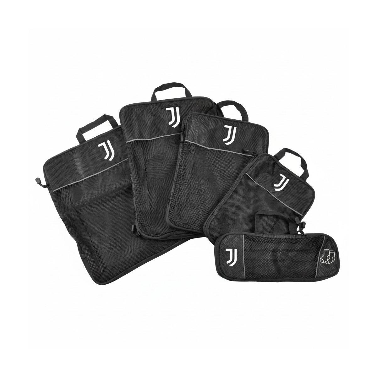 Set 5 pezzi da viaggio organizer valigia con zip estendibile ufficiale Juventus