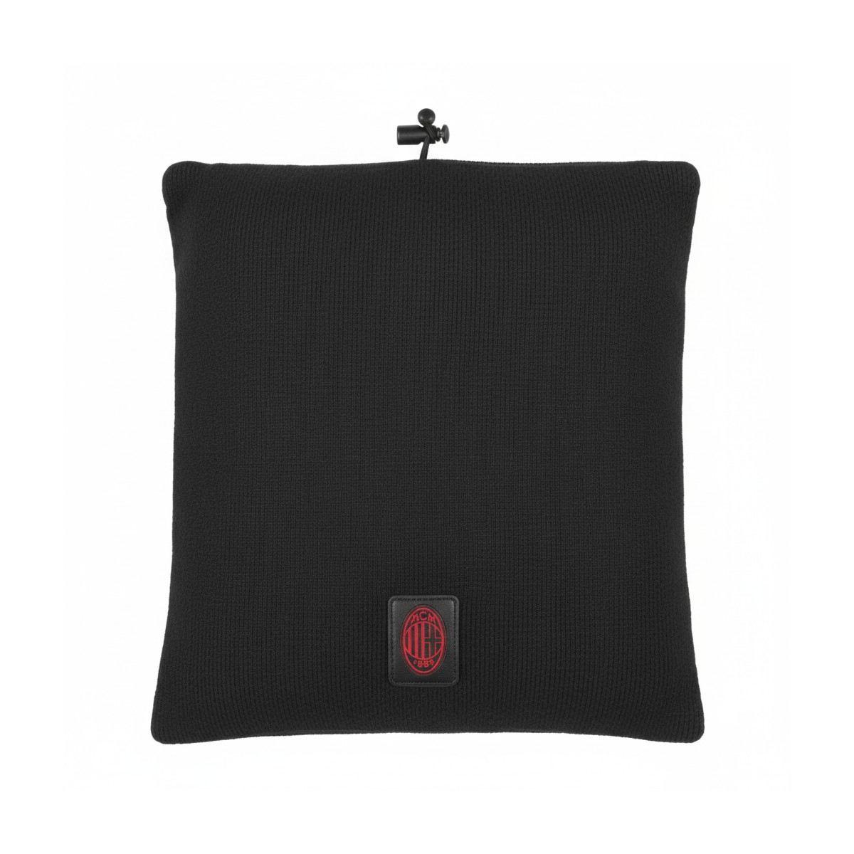 Scaldacollo maglia liscia con patch in pelle ricamato ufficiale Milan