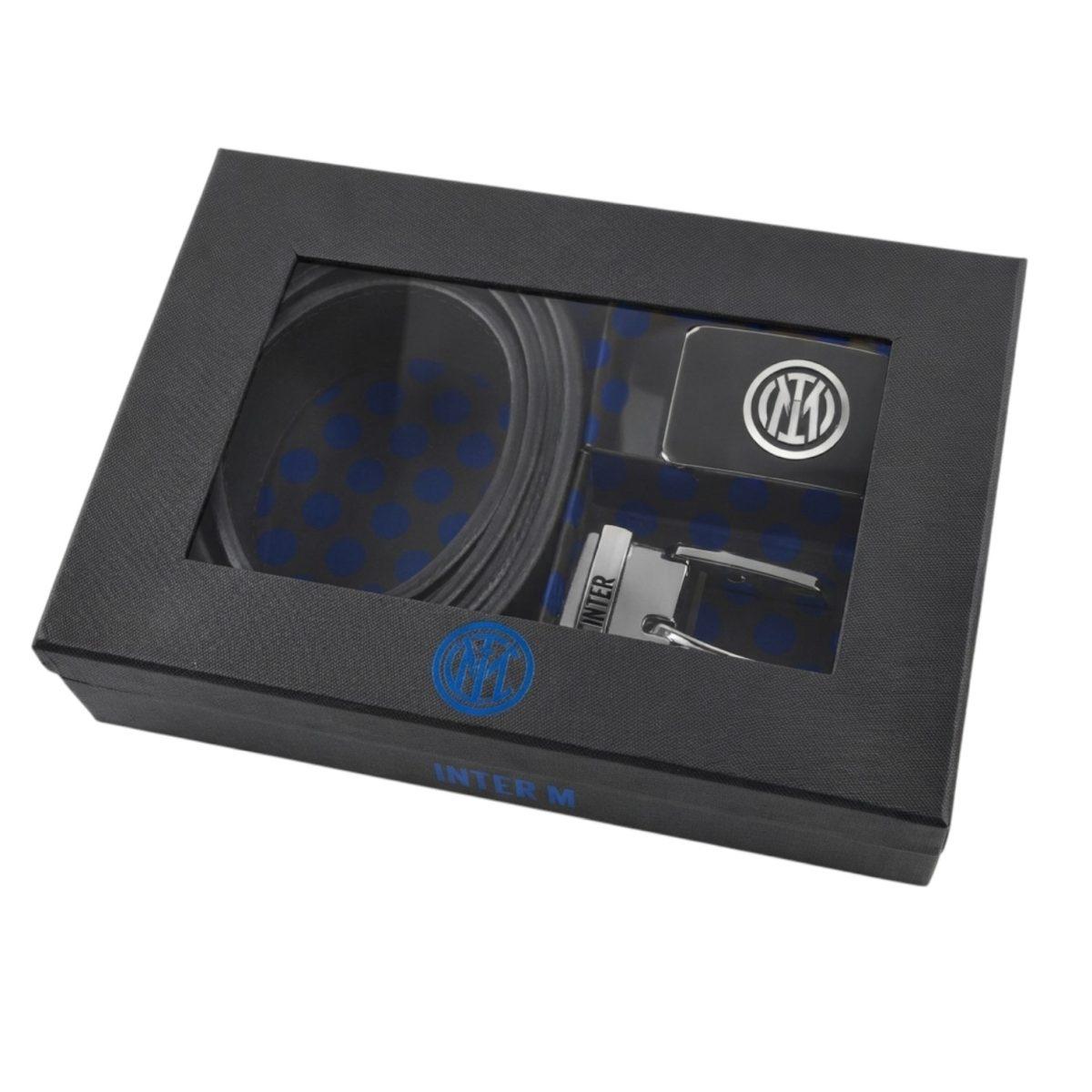 Parure cintura in pelle 2 fibbie in box ufficiale Inter