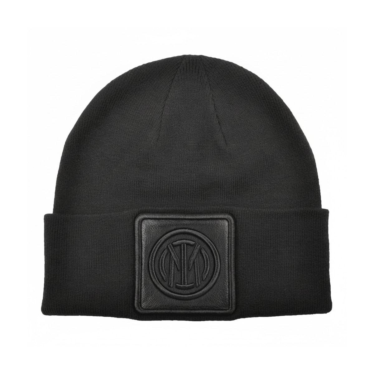 Cappello skipper in maglia liscia con patch in pelle ricamato uomo ufficiale Inter