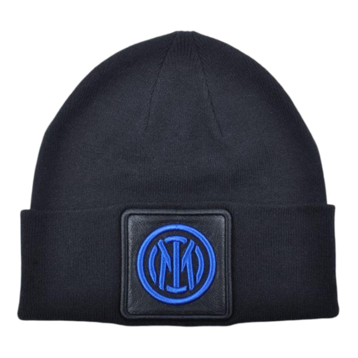 Cappello skipper in maglia liscia con patch in pelle ricamato uomo ufficiale Inter