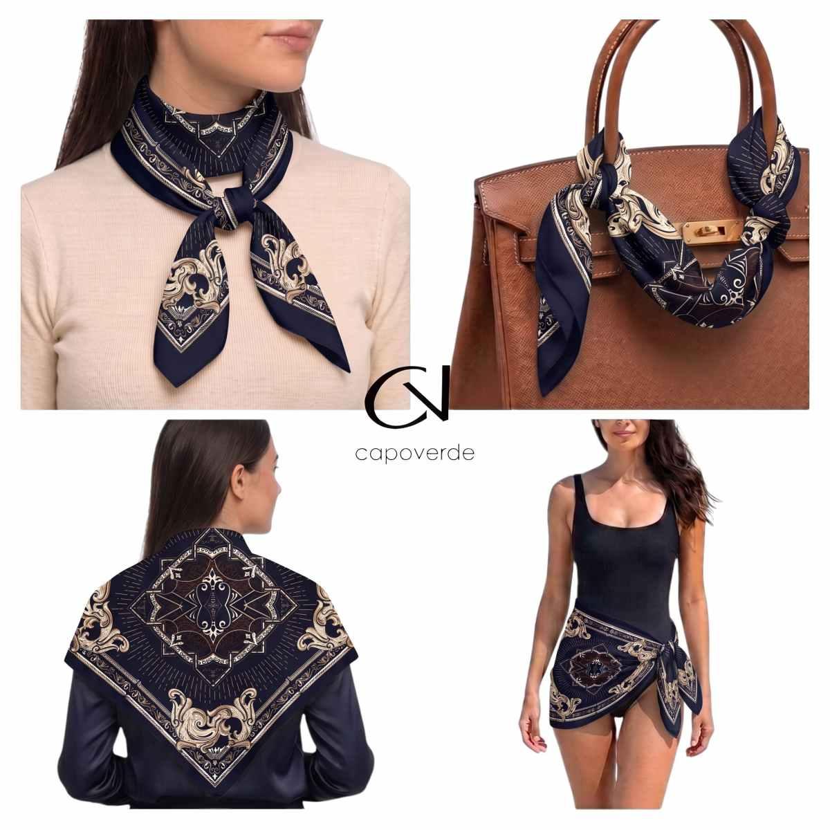 Foulard donna in seta motivo barocco Capoverde