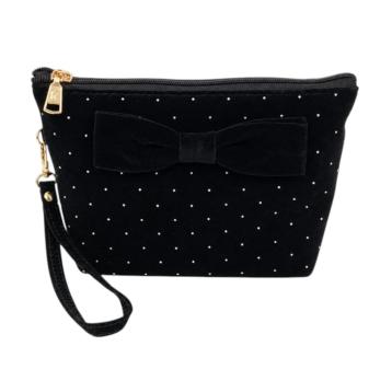 Beauty nero vellutato con brillantini e fiocco Le Kikke