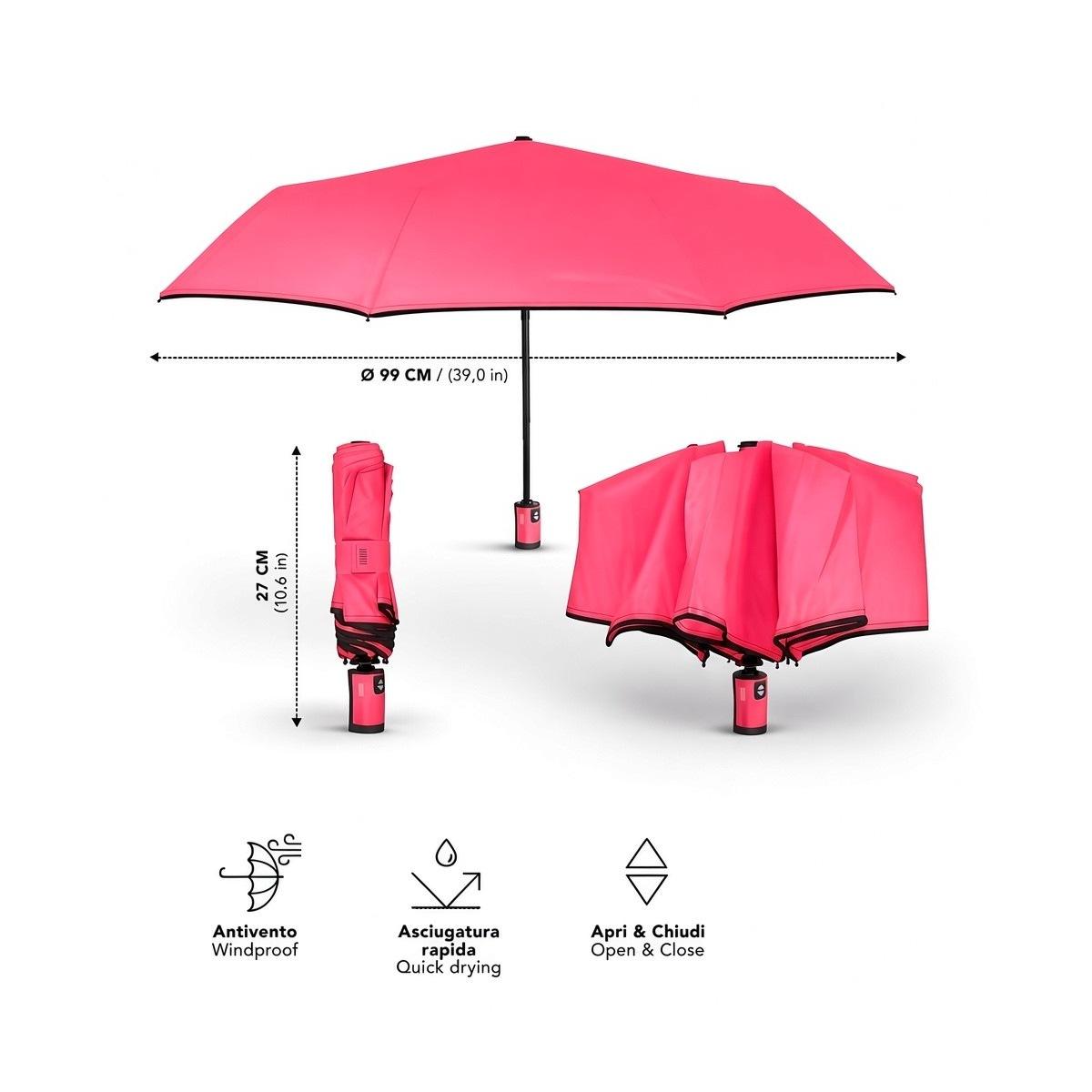 Ombrello donna mini a/c 54/6 Technology fluo con bordino Perletti