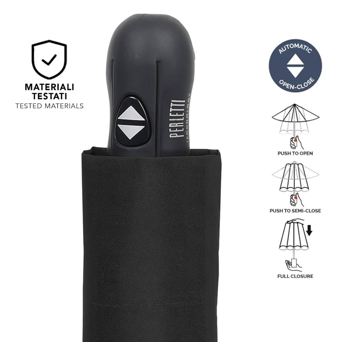 Ombrello uomo mini nero a/c 54/7 Perletti