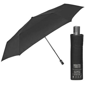Ombrello uomo mini nero a/c 54/6 piatto Perletti