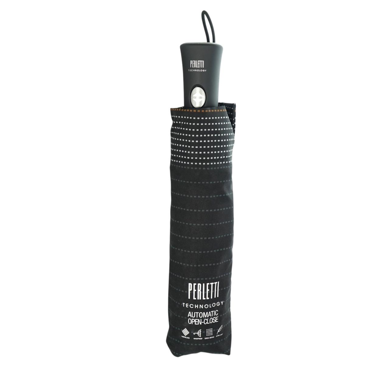 Ombrello uomo mini a/c 58/8 Technology rigato Perletti