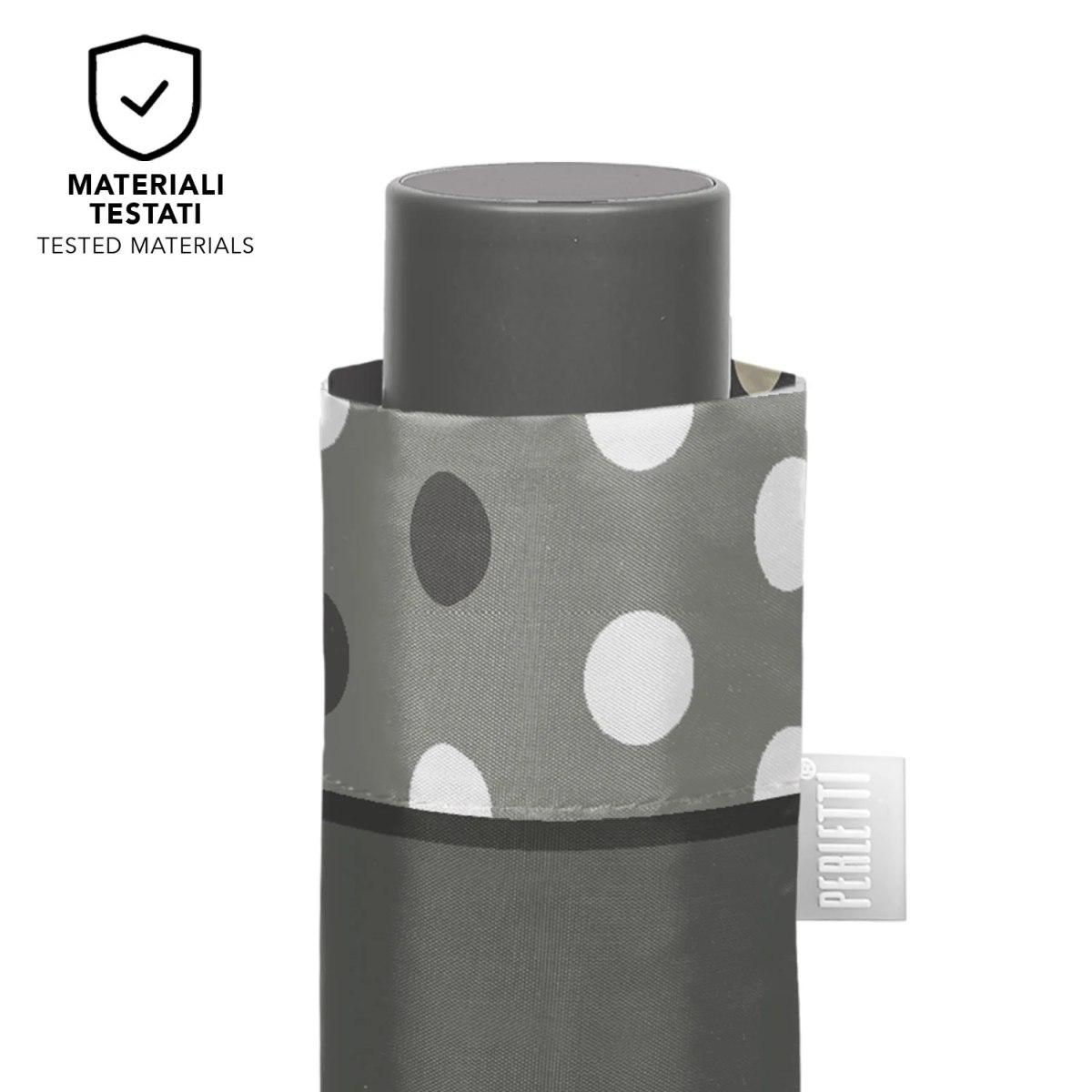 Ombrello donna mini automatico tinta unita bordo pois Perletti