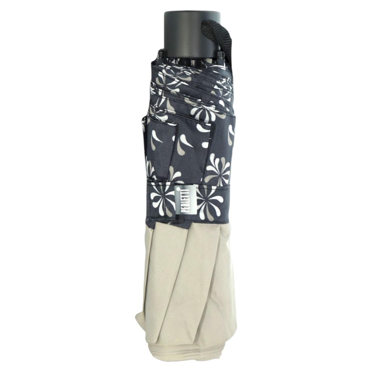 Ombrello donna mini manuale tinta unita con bordino fantasia Perletti