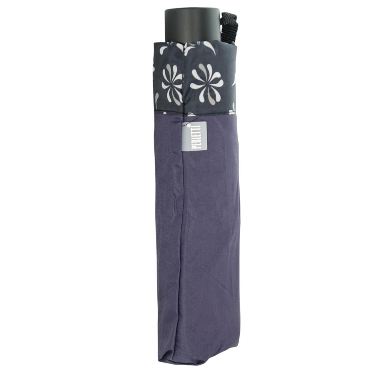 Ombrello donna mini manuale tinta unita con bordino fantasia Perletti