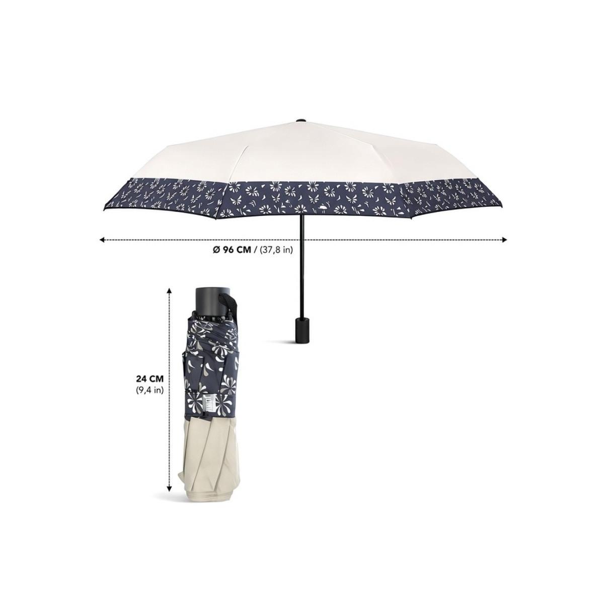 Ombrello donna mini manuale tinta unita con bordino fantasia Perletti