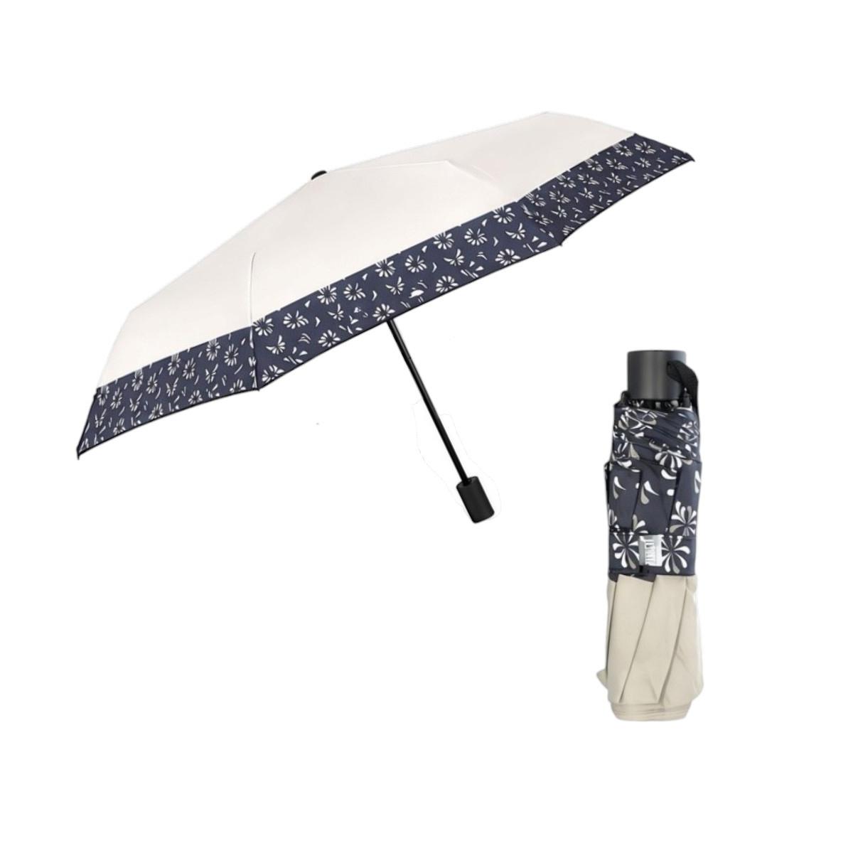 Ombrello donna mini manuale tinta unita con bordino fantasia Perletti