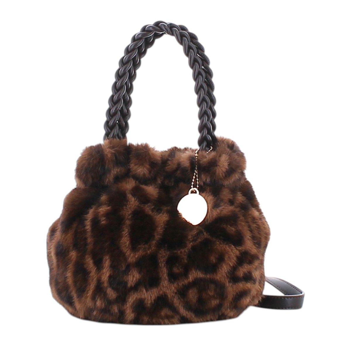 Borsa pelliccia maculata a mano donna con tracolla Marina Galanti