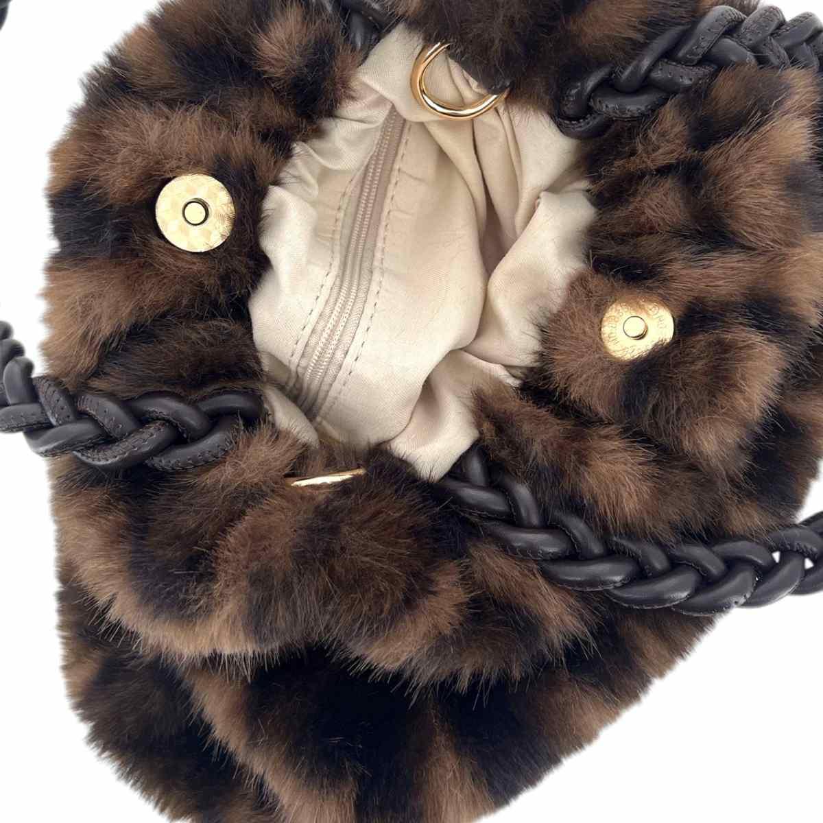 Borsa pelliccia maculata a mano donna con tracolla Marina Galanti