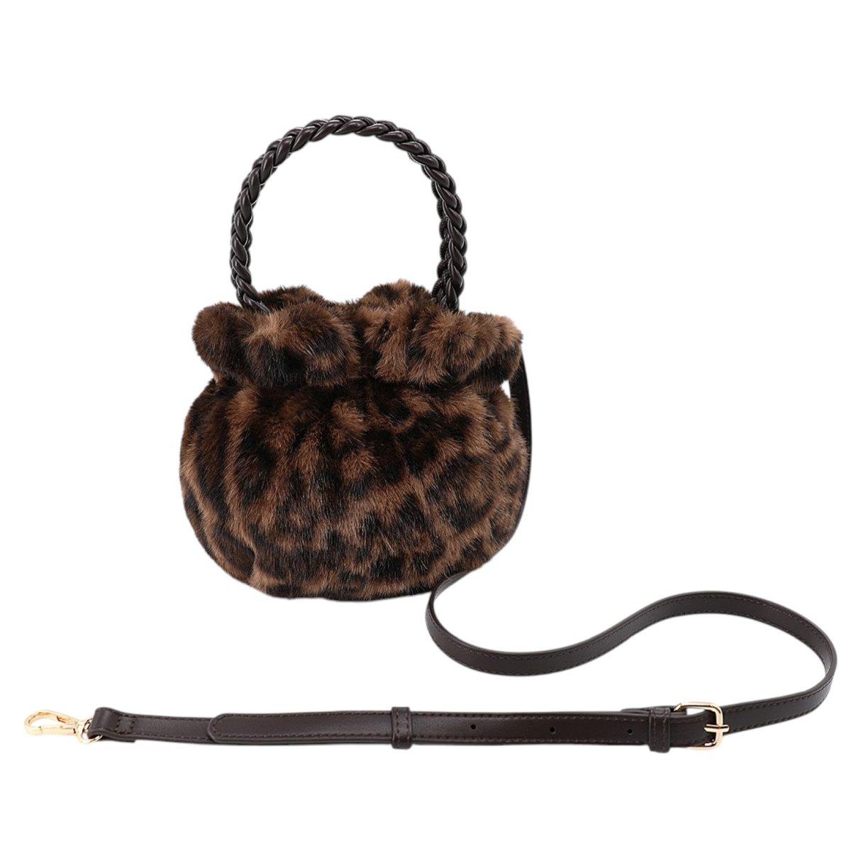Borsa pelliccia maculata a mano donna con tracolla Marina Galanti
