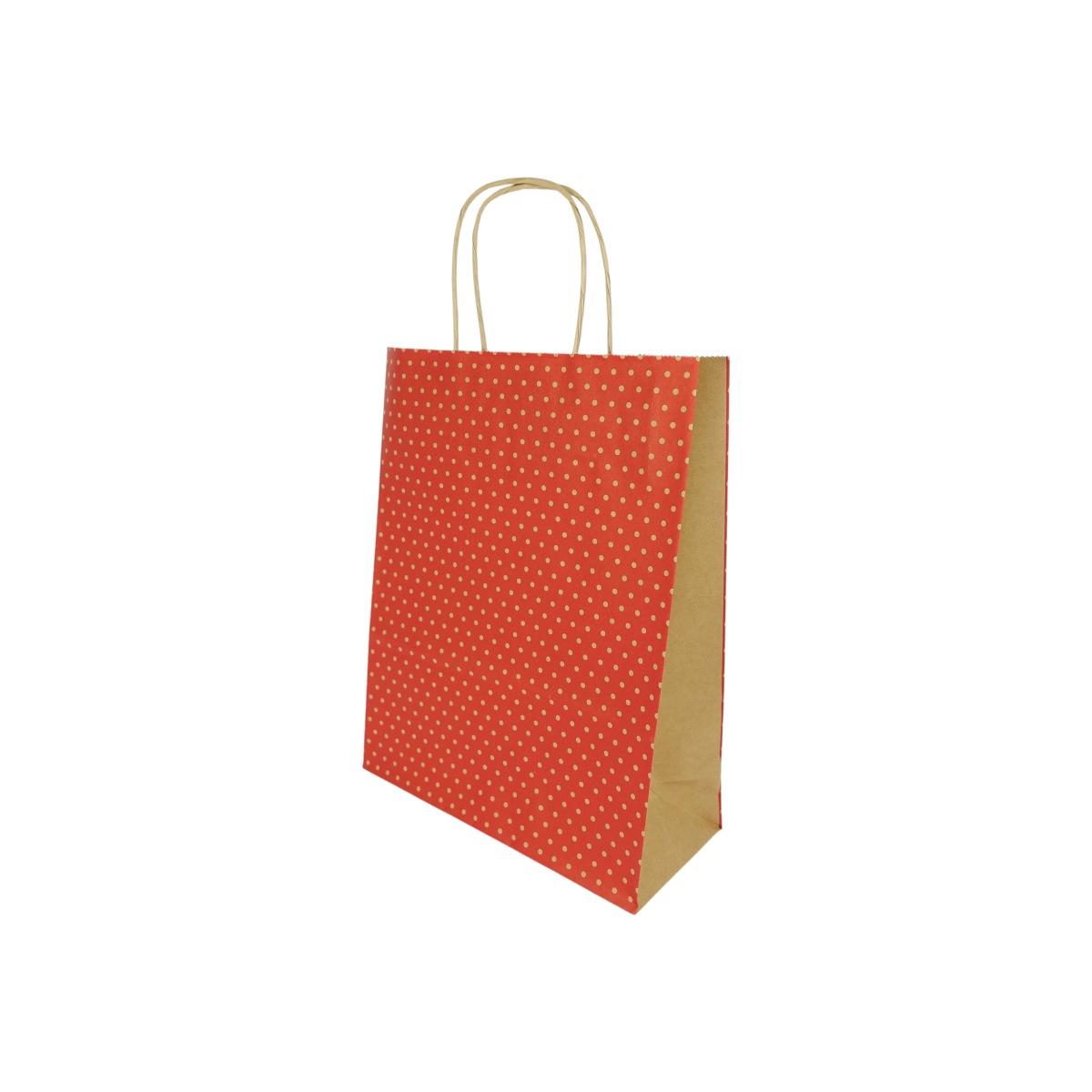 Shopper in carta fantasia pois colore rosso h.29 x l.22 x p.10 cm