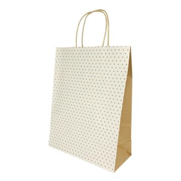 Shopper in carta fantasia pois colore bianco h.41 x l.36 x p.12 cm