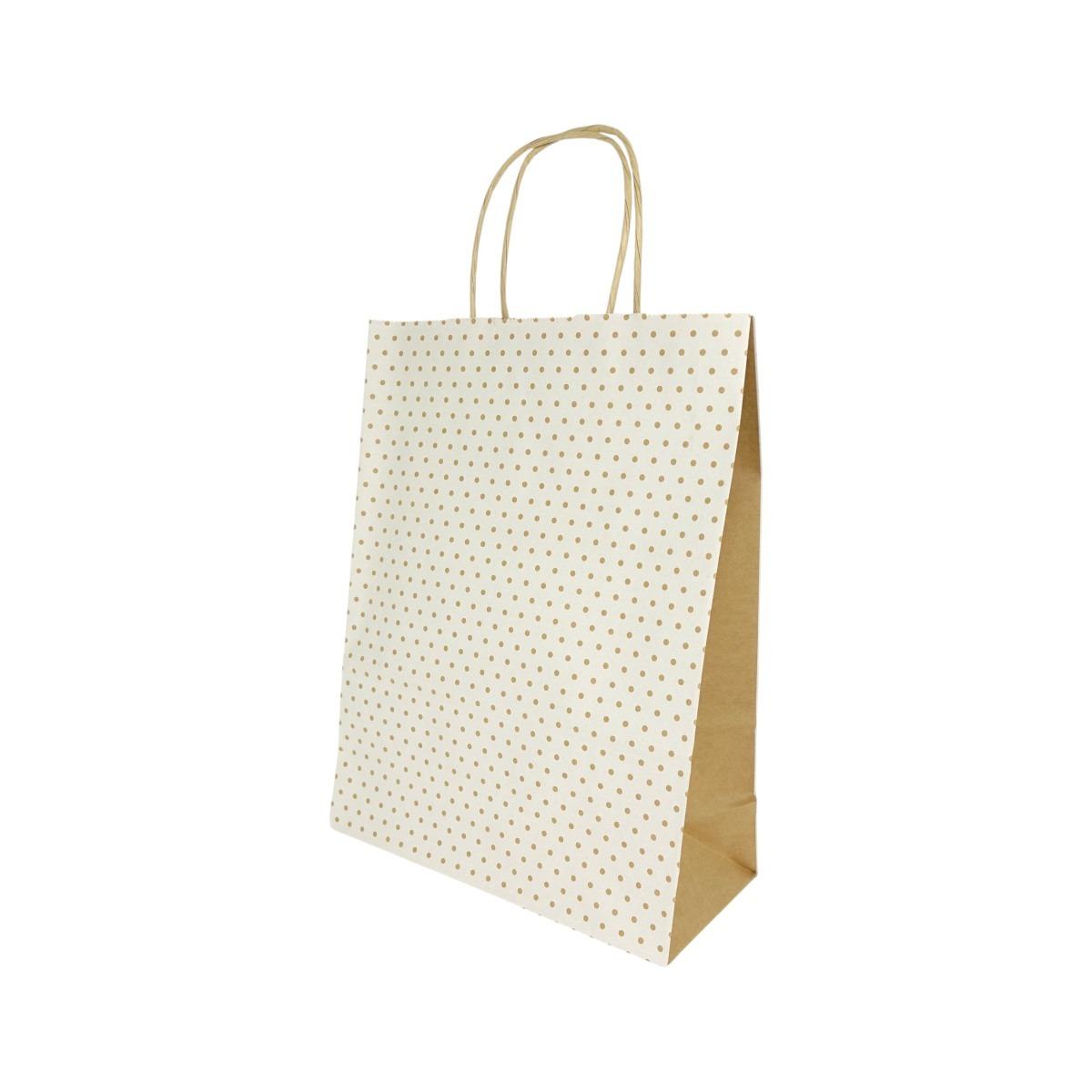 Shopper in carta fantasia pois colore bianco h.29 x l.22 x p.10 cm