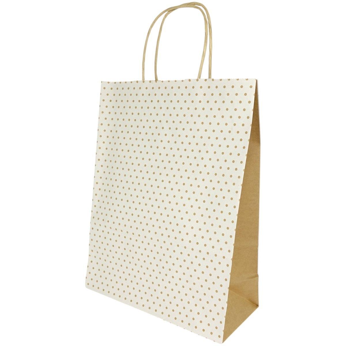 Shopper in carta fantasia pois colore bianco h.49 x l.45 x p.15 cm