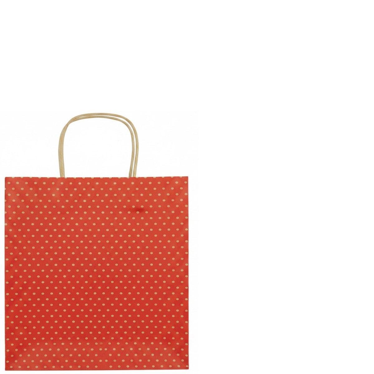 Shopper in carta fantasia pois colore rosso h.37 x l.27 x p.12 cm