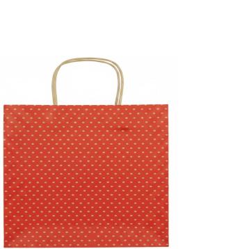 Shopper in carta fantasia pois colore rosso h.41 x l.36 x p.12 cm