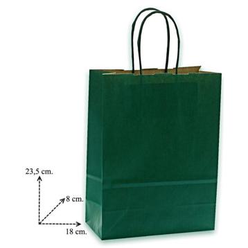Shopper in carta tinta unita colore verde h.24 x l.18 x p.8 cm