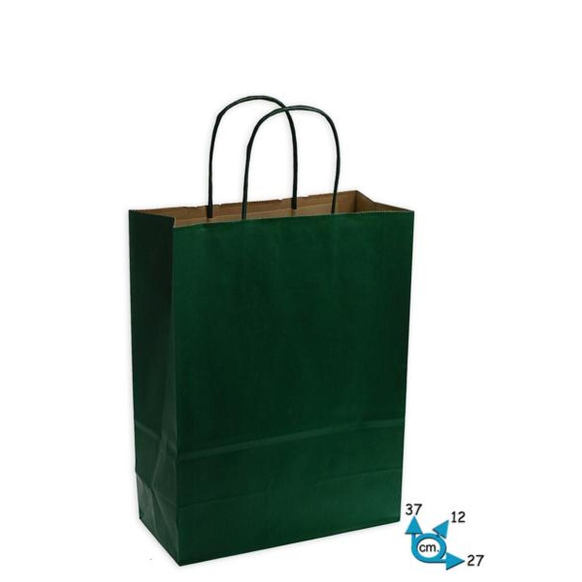 Shopper in carta tinta unita colore verde h.37 x l.27 x p.12 cm