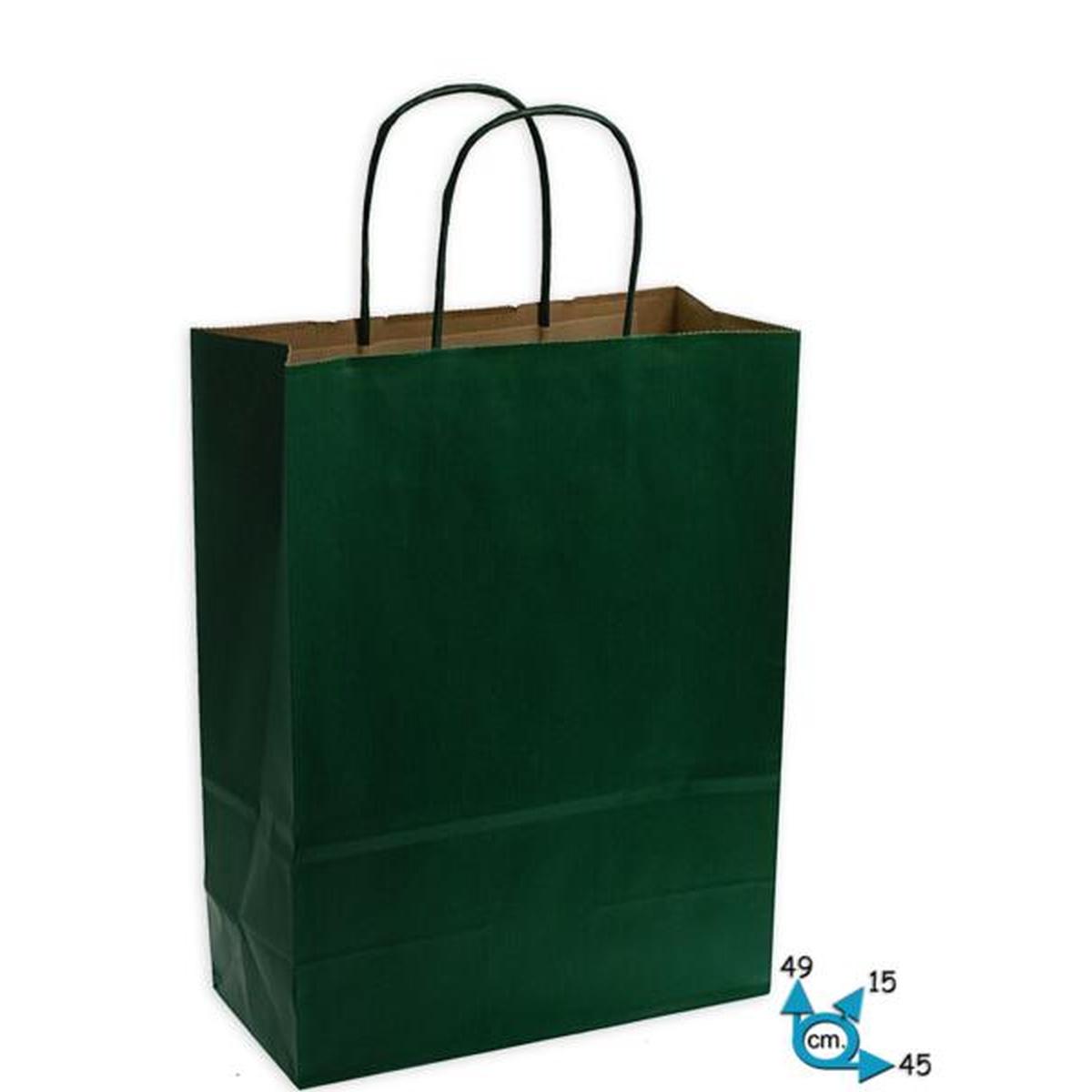 Shopper in carta tinta unita colore verde h.49 x l.45 x p.15 cm