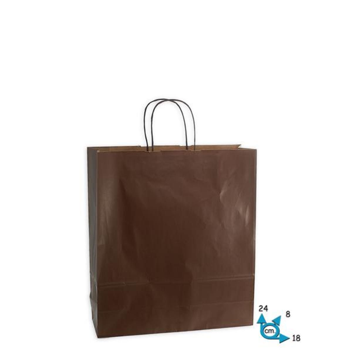 Shopper in carta tinta unita colore marrone h.24 x l.18 x p.8 cm
