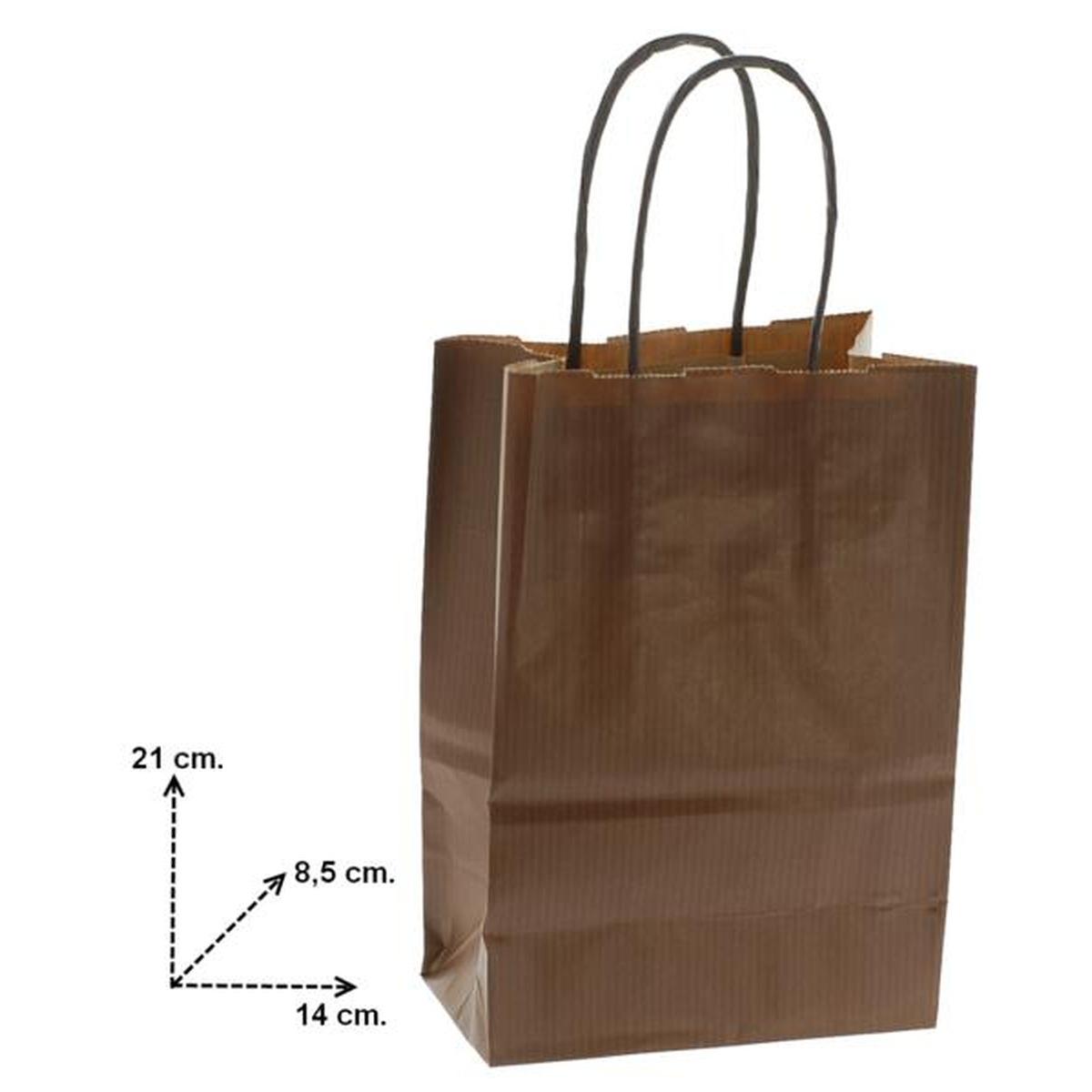 Shopper portabottiglia in carta tinta unita colore marrone h.21,5 x l.14 x p.8 cm
