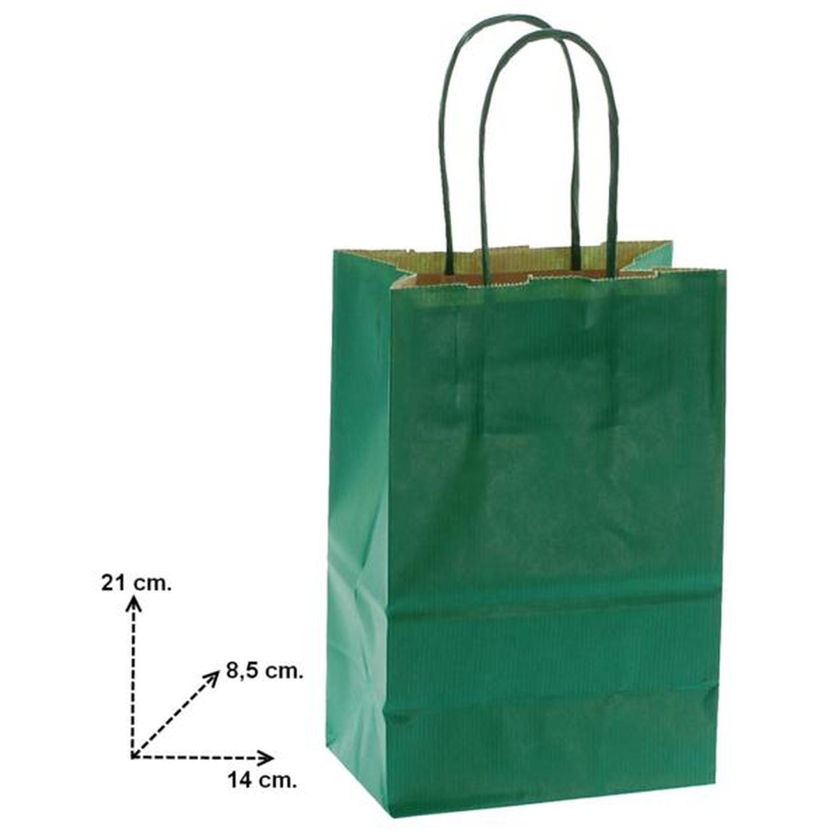 Shopper portabottiglia in carta tinta unita colore verde h.21,5 x l.14 x p.8 cm