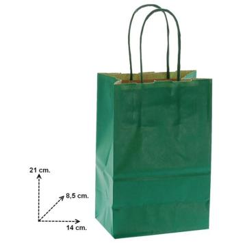 Shopper portabottiglia in carta tinta unita colore verde h.21,5 x l.14 x p.8 cm