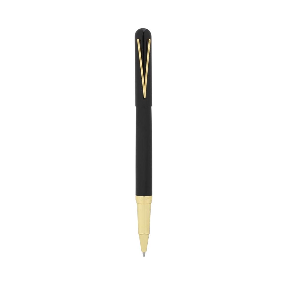 Penna roller nera con finiture oro Bagutta