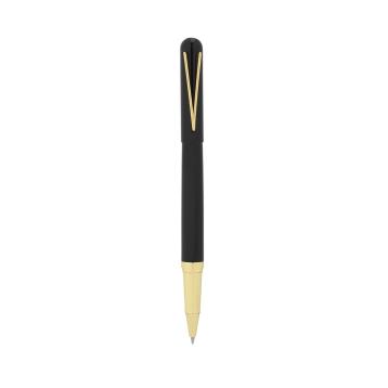 Penna roller nera con finiture oro Bagutta
