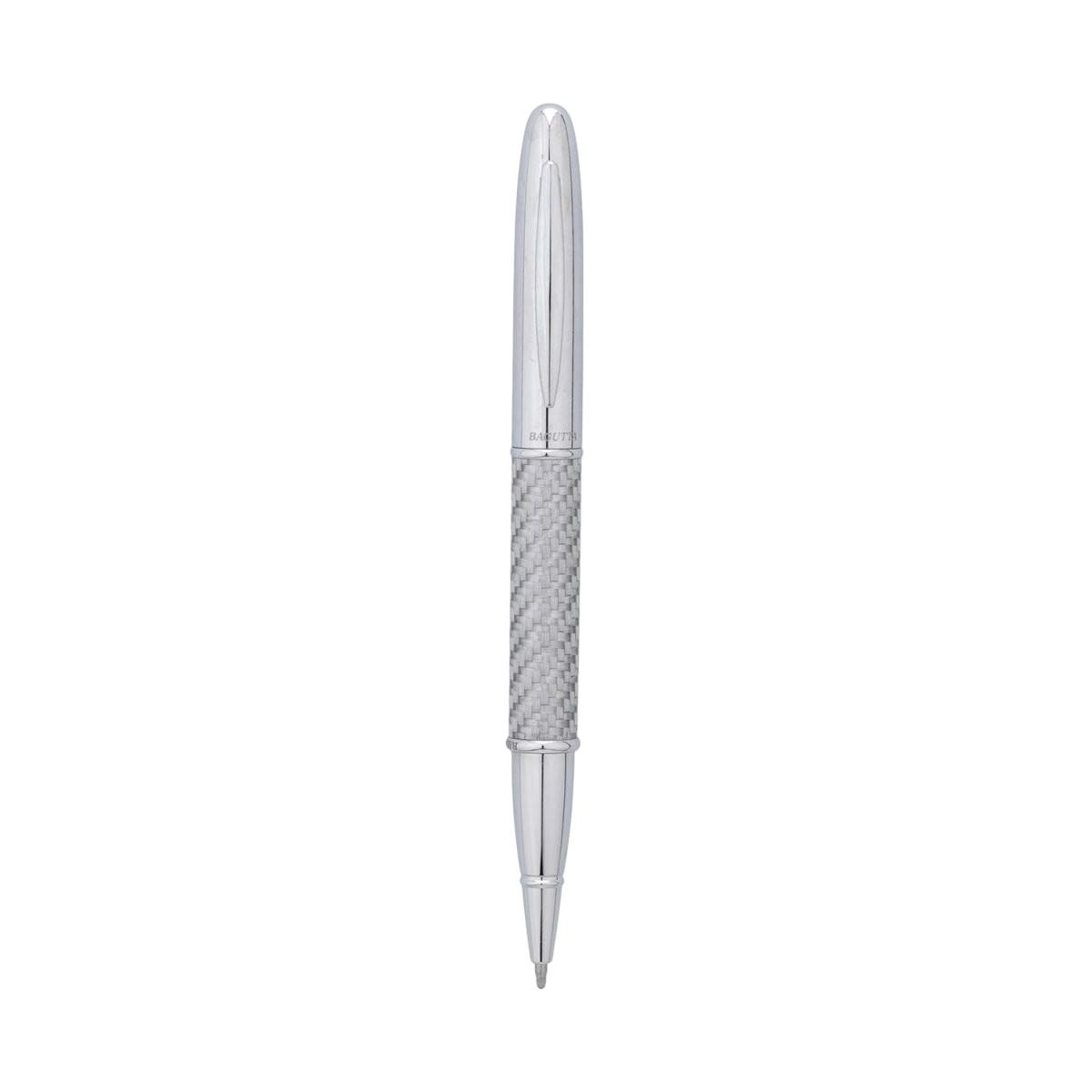 Penna roller bicolore carbonio argento Bagutta