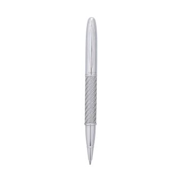 Penna roller bicolore carbonio argento Bagutta