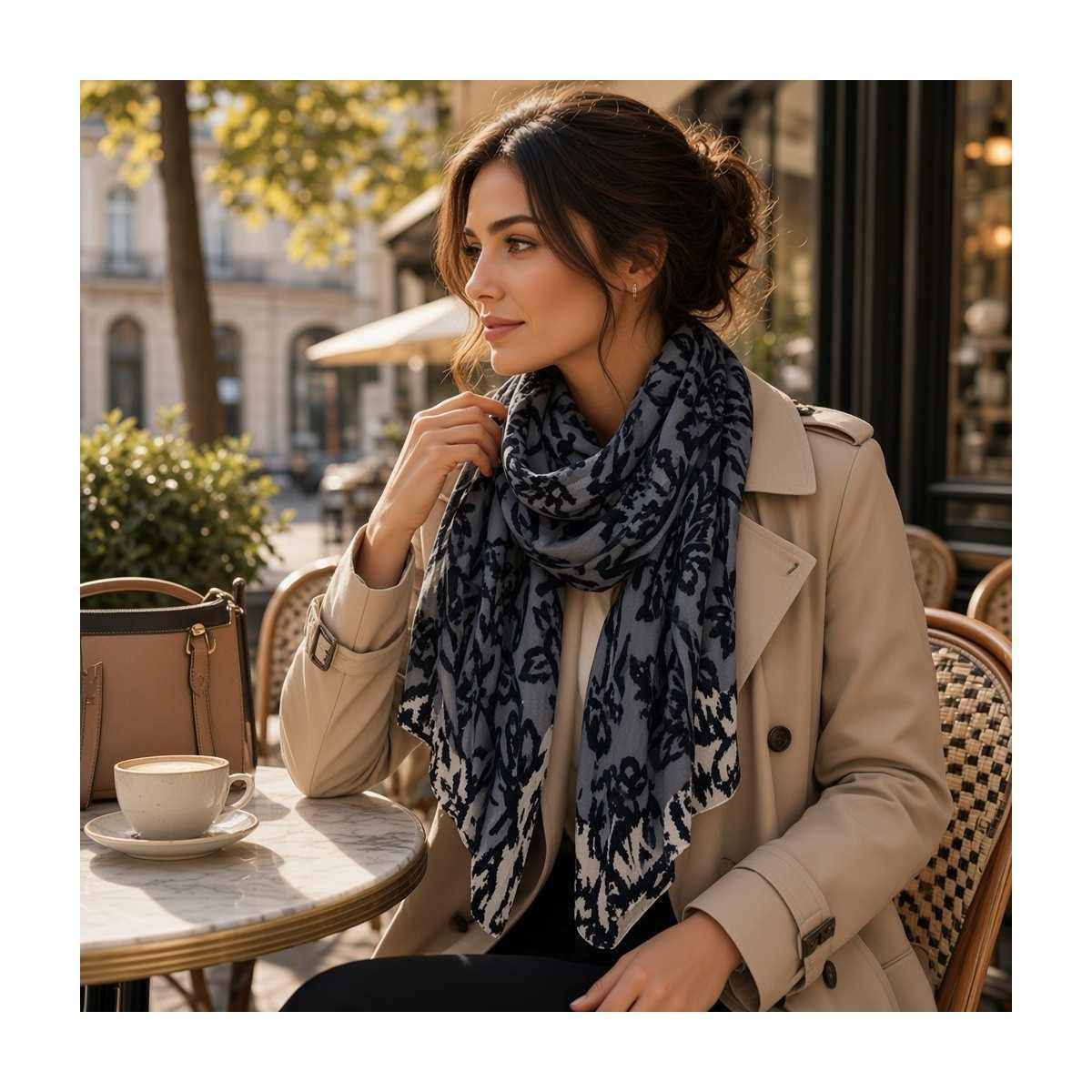Sciarpa donna fantasia fiori silhouette in viscosa Regina Schrecker