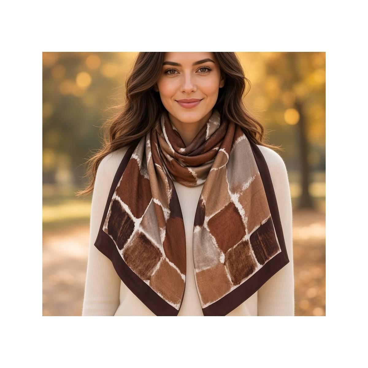 Sciarpa donna riquadri stile patchwork in viscosa Martissima di Marta Marzotto