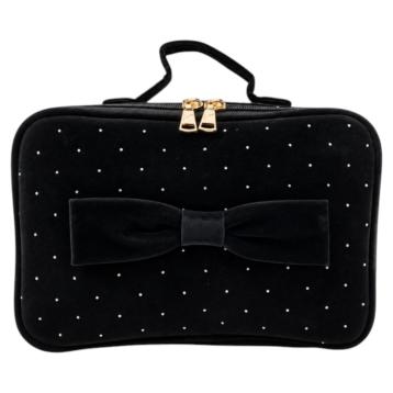 Beautycase donna in vellutto con fiocco e brillantini Le Kikke