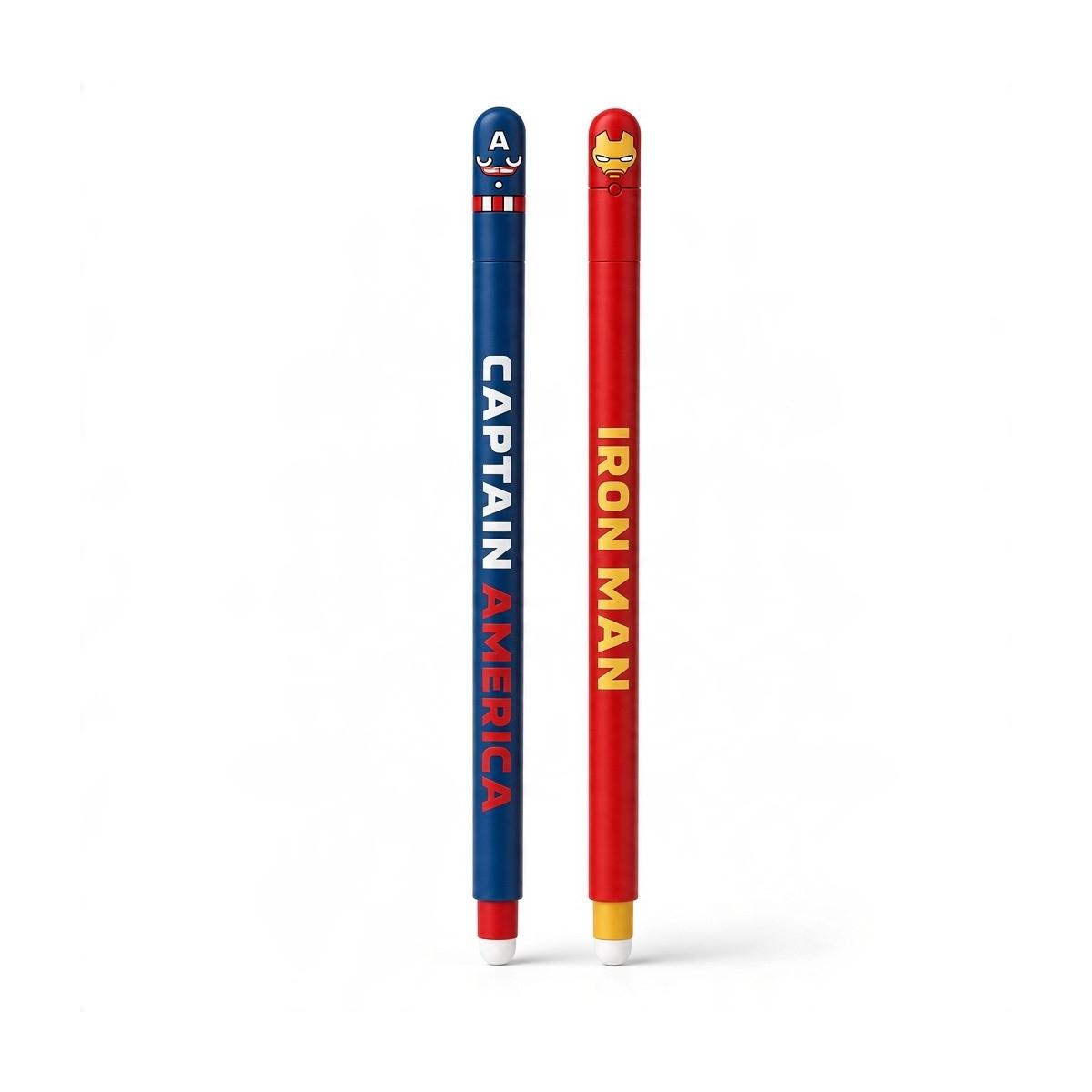 Set 2 penne gel cancellabili nera e blu Marvel